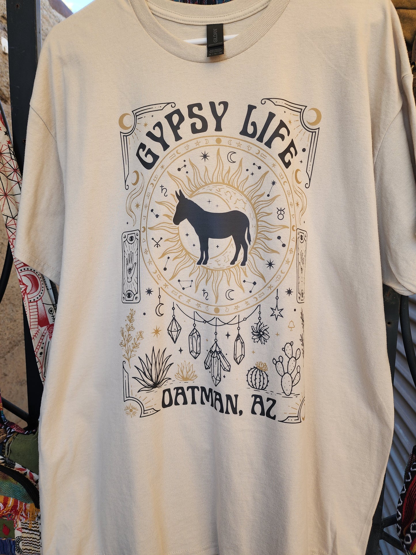 Gypsy Life Oatman AZ crystal donkey design t-shirt