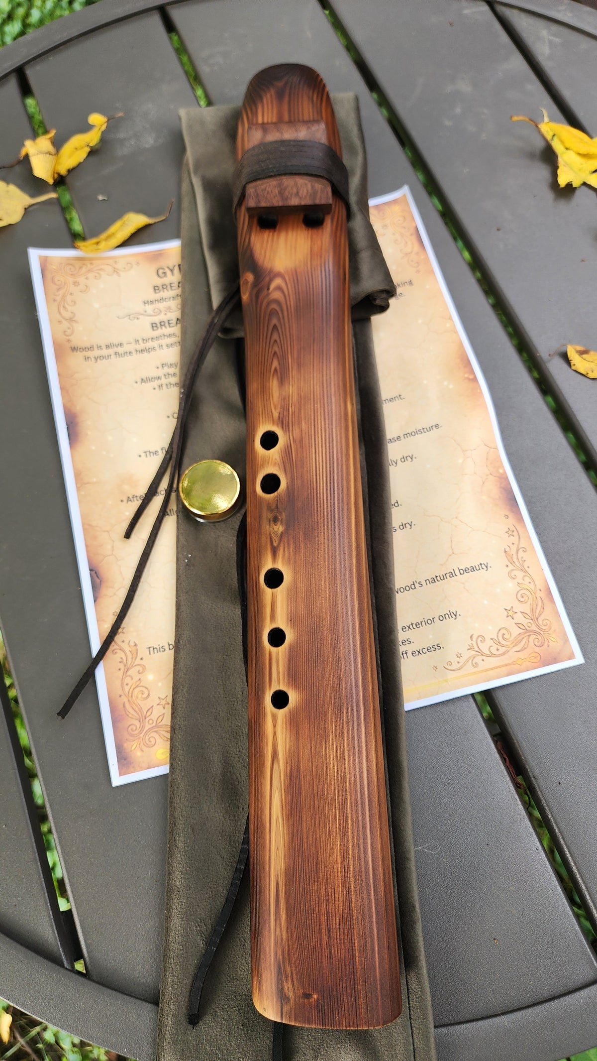 Drone Flute — Native American Style — Flame-Torched Cedar — Handcrafted Double Flute in the Key of A, 432 Hz — One of a Kind