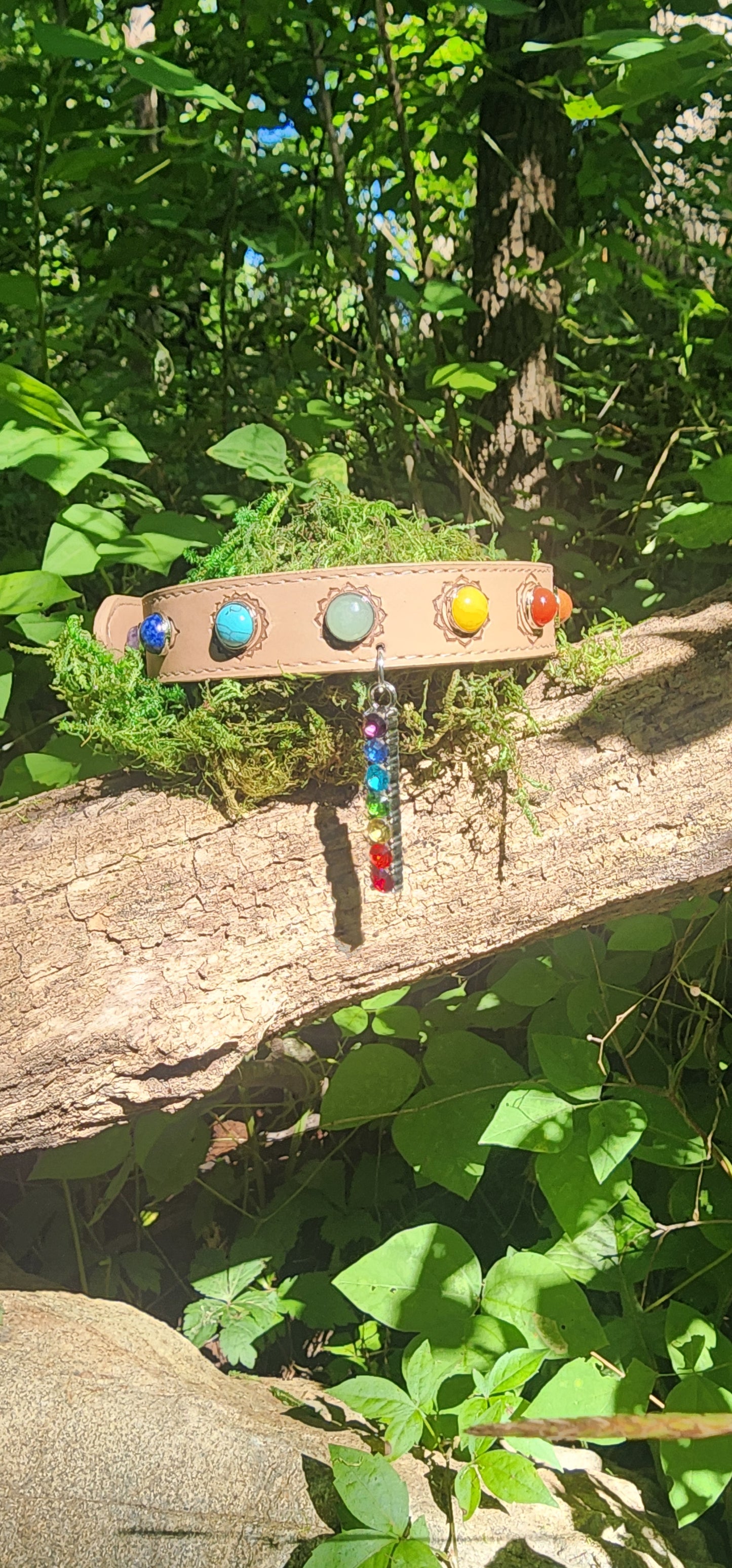 Vegan Leather Cat/Dog Collar - 7 Chakras - Small (Each)