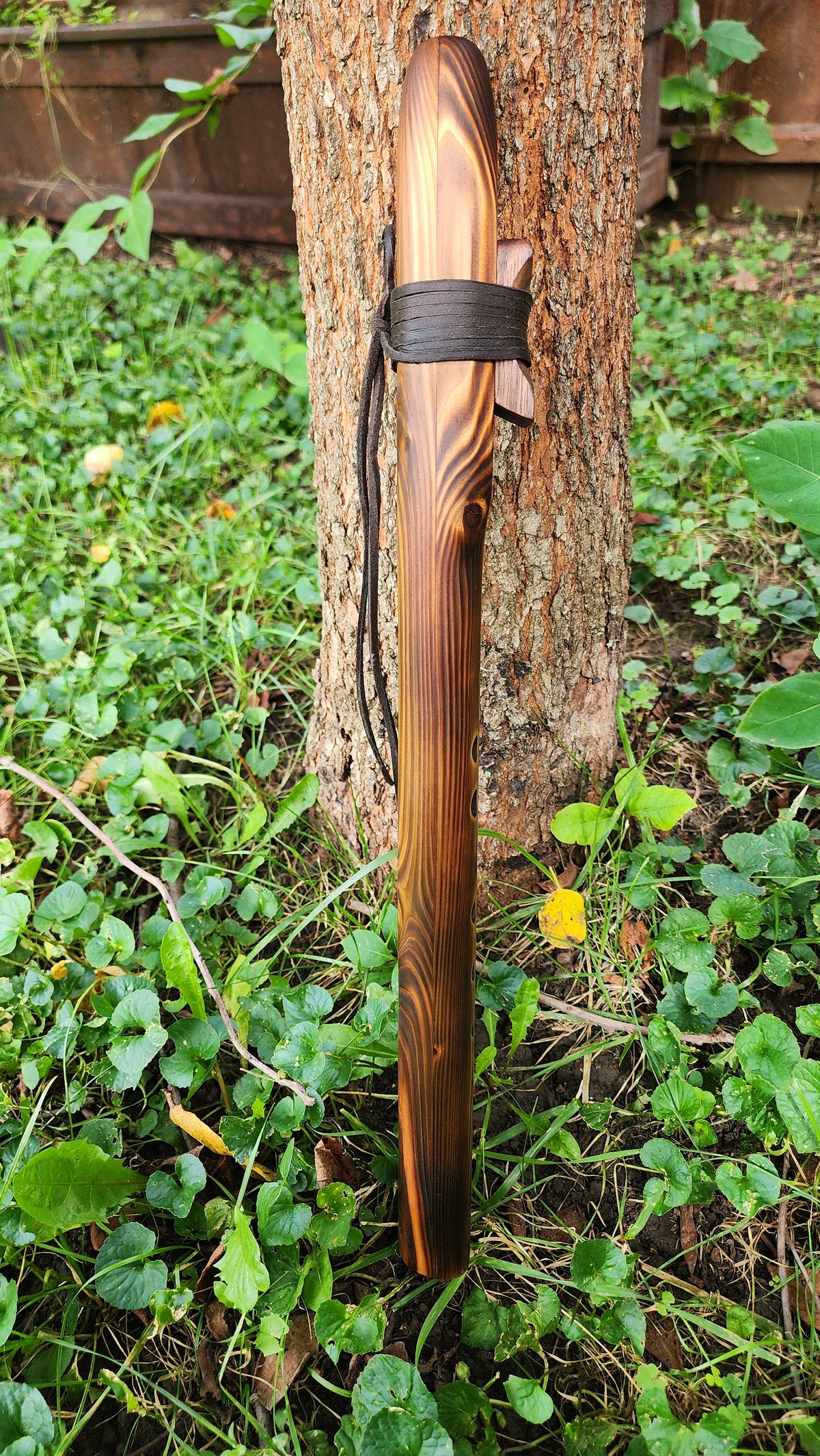 Drone Flute — Native American Style — Flame-Torched Cedar — Handcrafted Double Flute in the Key of A, 432 Hz — One of a Kind