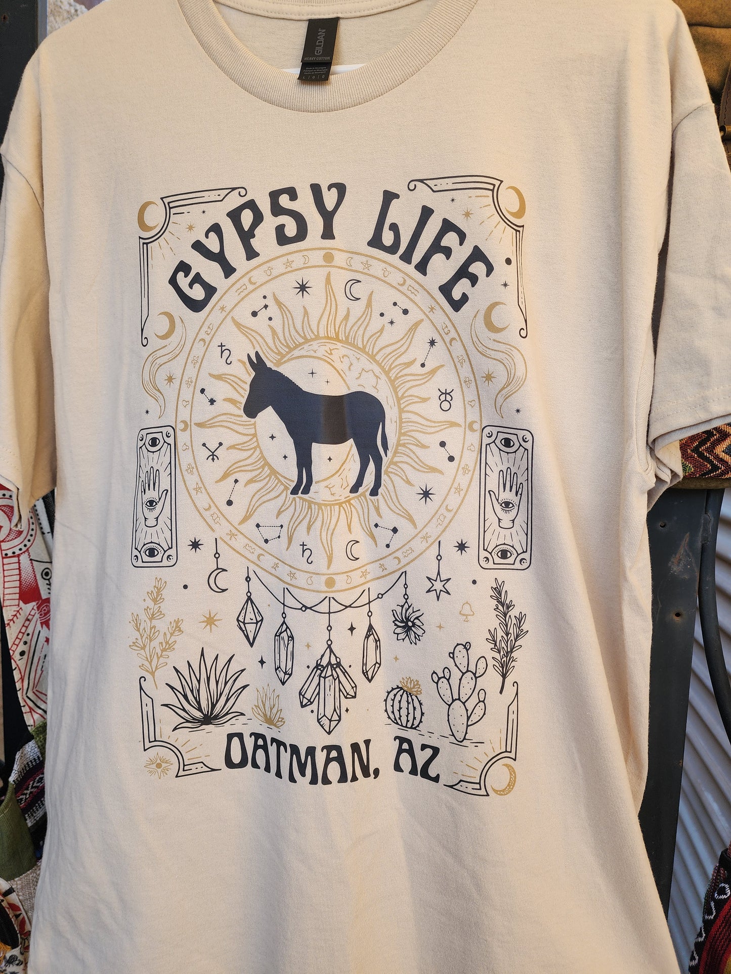 Gypsy Life Oatman AZ crystal donkey design t-shirt