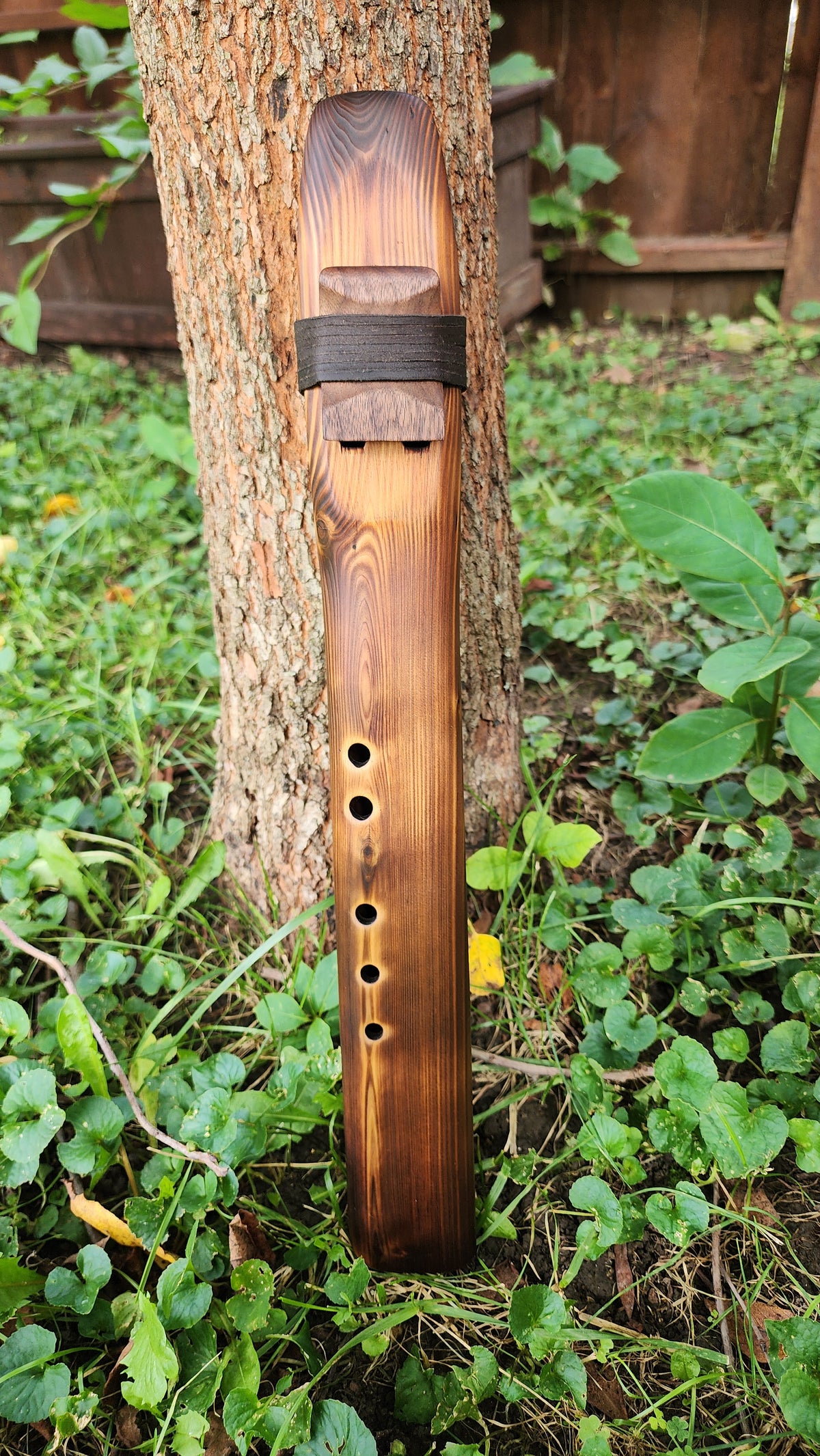Drone Flute — Native American Style — Flame-Torched Cedar — Handcrafted Double Flute in the Key of A, 432 Hz — One of a Kind