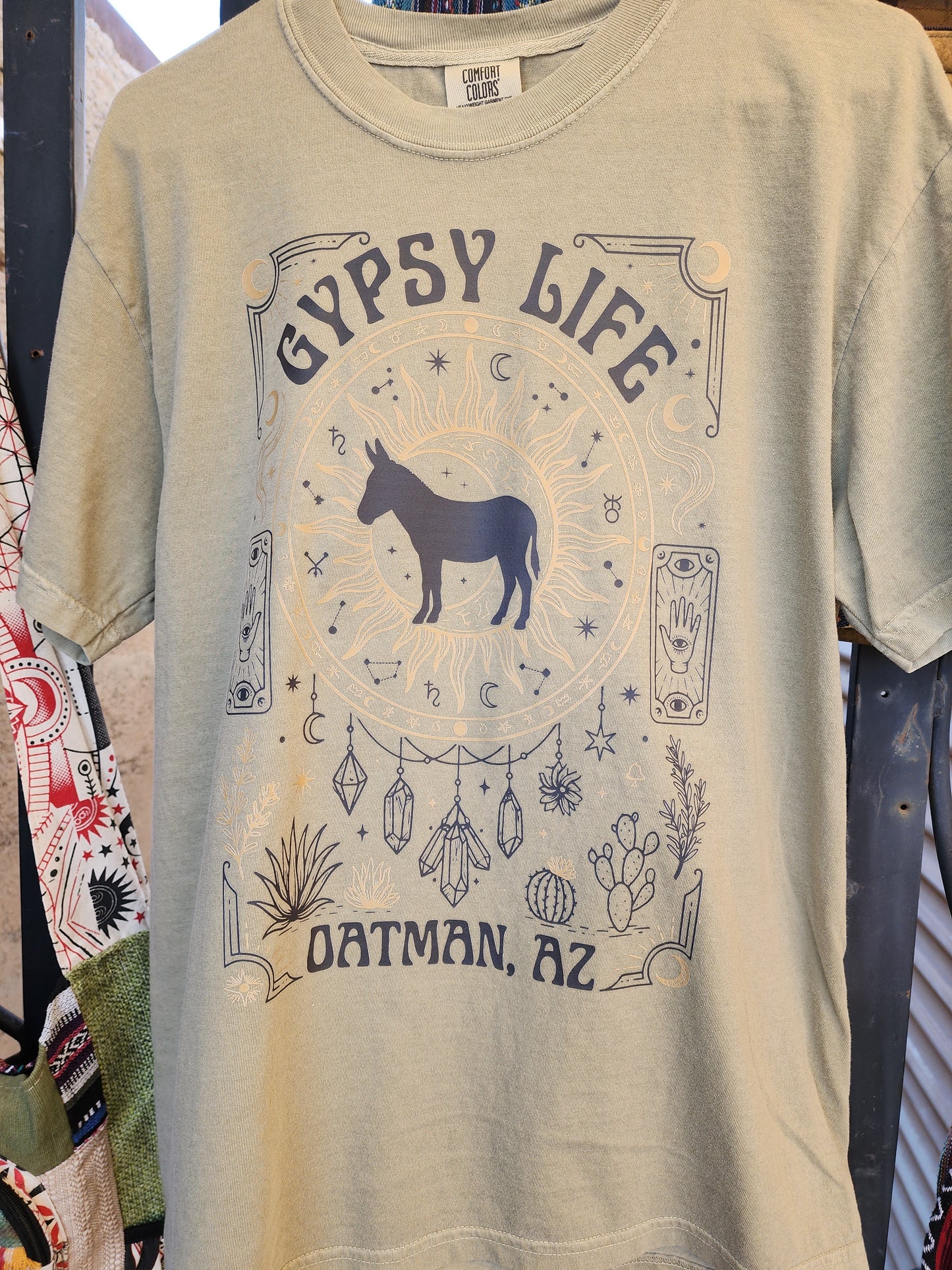 Gypsy Life Oatman AZ crystal donkey design t-shirt