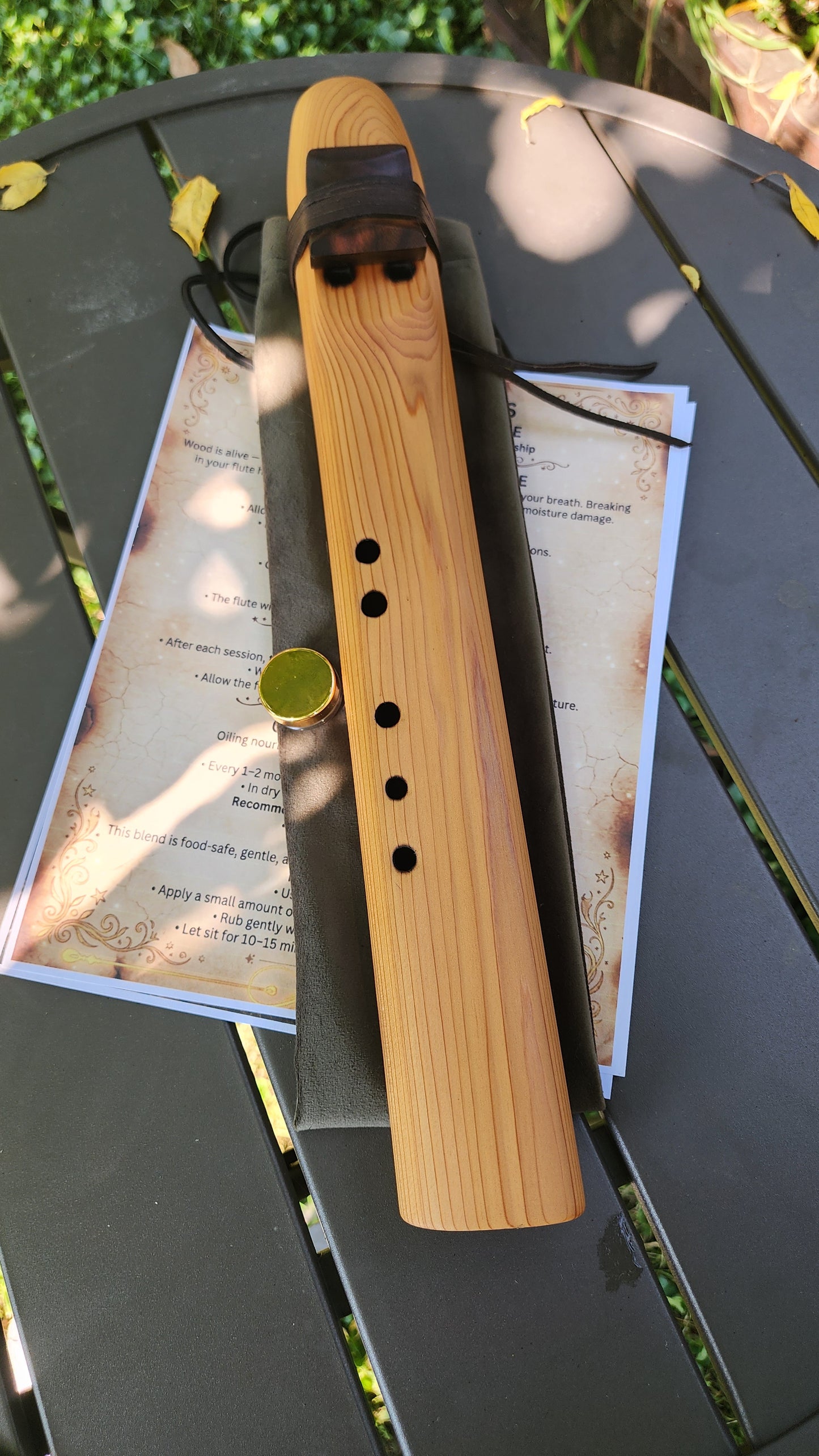 Drone Flute _ Native American Style — Western Cedar — Handcrafted Double Flute in the Key of A, 432 Hz — One of a Kind