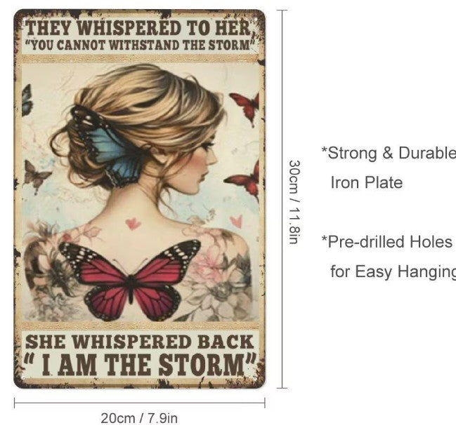 "I Am The Storm" Boho Metal Wall Sign | Empowerment & Motivational Decor